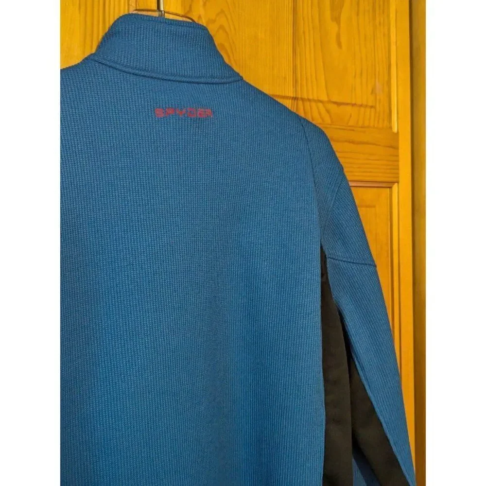 Spyder Sweater Mens Medium Bandit Half‎ Zip Fleece Jacket Mock Neck Blue - Picture 12 of 16